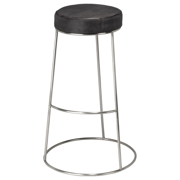 Tabouret de bar rond en cuir Henry