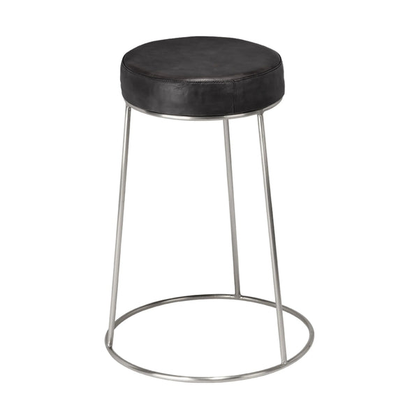 Tabouret de comptoir rond en cuir Henry