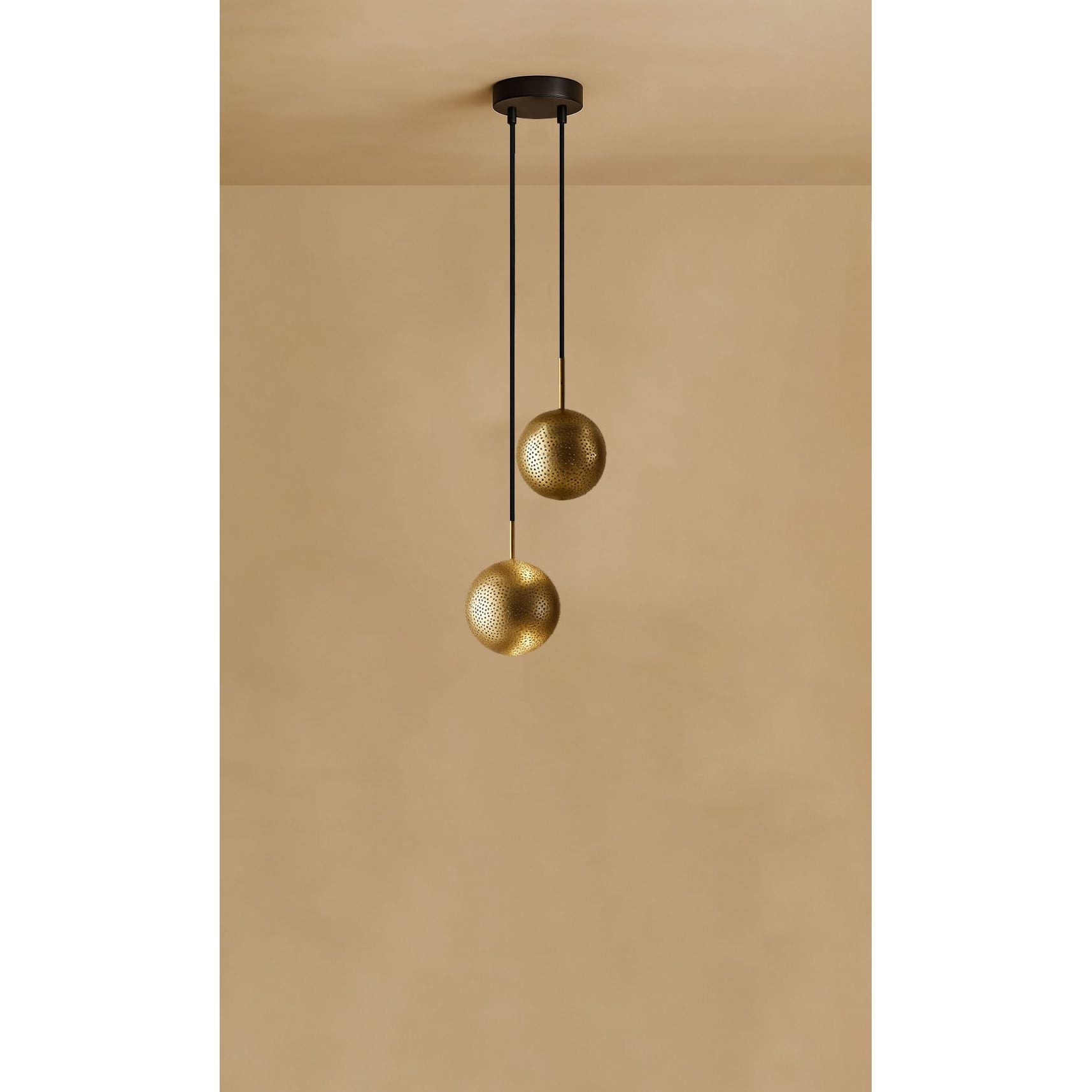 Dounia Home - DH-KOR2LIG-BRS - Kora 2 Light Chandelier - Polished Brass