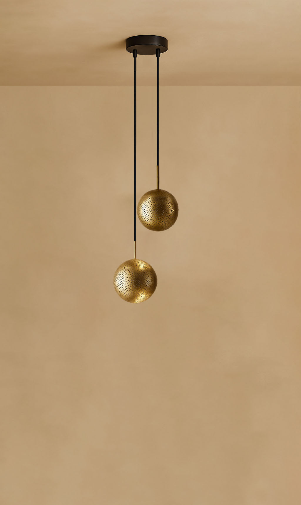 Dounia Home - DH-KOR2LIG-BRS - Kora 2 Light Chandelier - Polished Brass