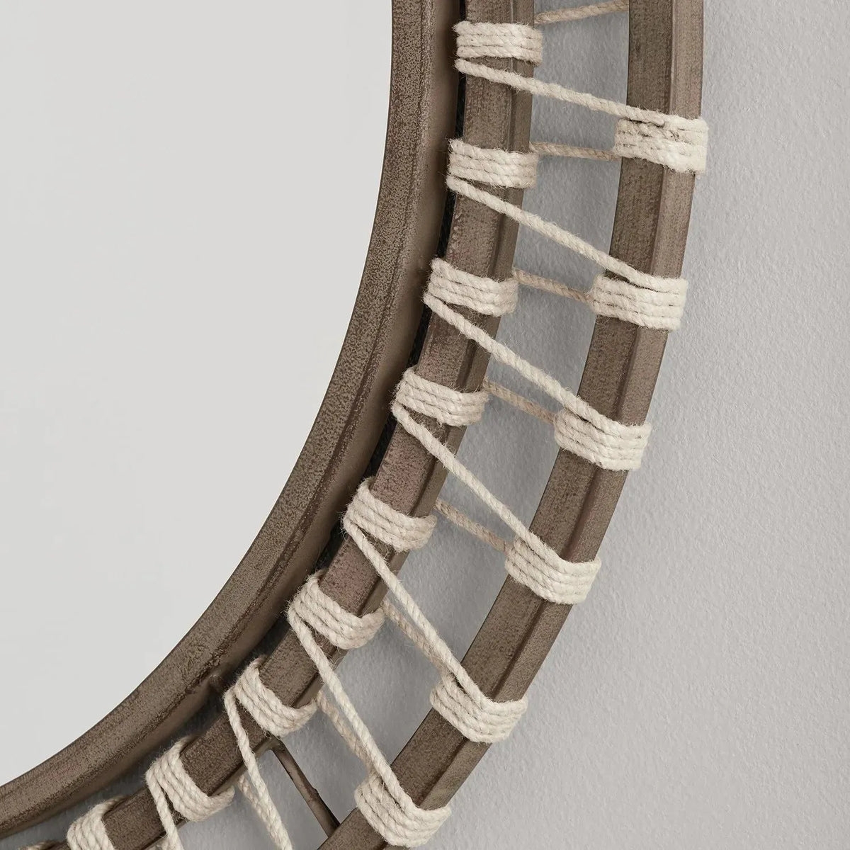 34" Round Natural Jute Mirror
