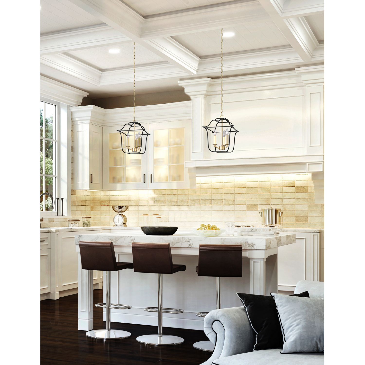 CWI Lighting Canada - 1223P12-3-602 - Three Light Pendant - Tudor - Satin Gold & Black