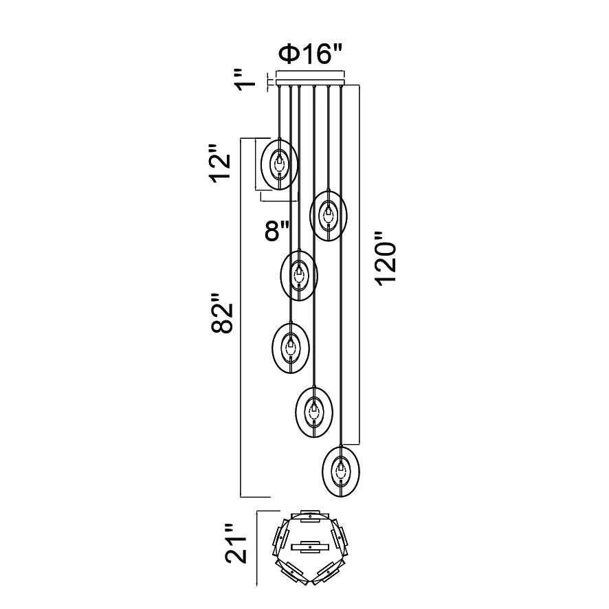 CWI Lighting Canada - 1224P21-6-625 - Six Light Pendant - Iris - Sun Gold