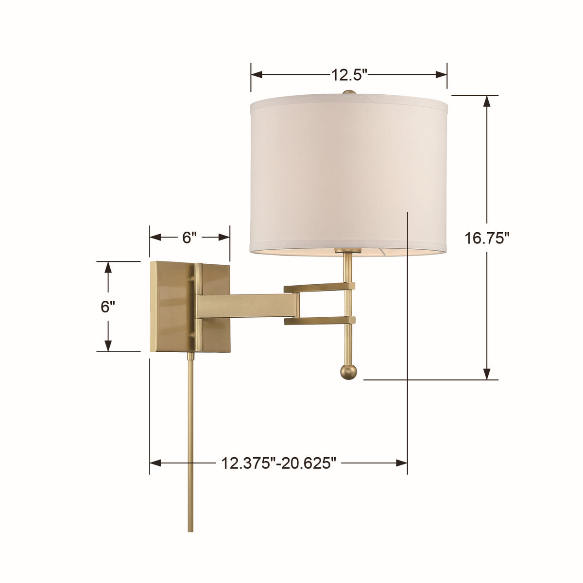 Crystorama - MAR-A8031-AG - Une lampe Murale - Marshall - Laiton vieilli