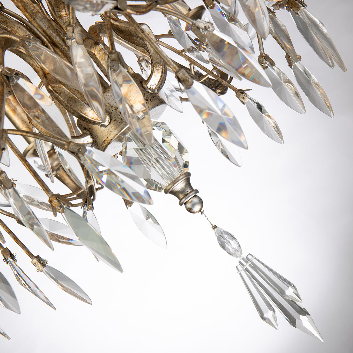 Lucas + McKearn - CH6154-12 - 12 Lumières Suspendu - Alsace - Argent à glaçure antique