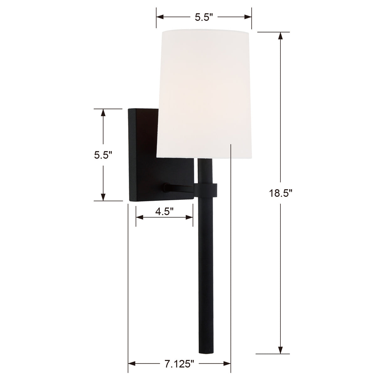 Crystorama - BRO-451-BF - Une lampe Murale - Bromley - Forgé noir