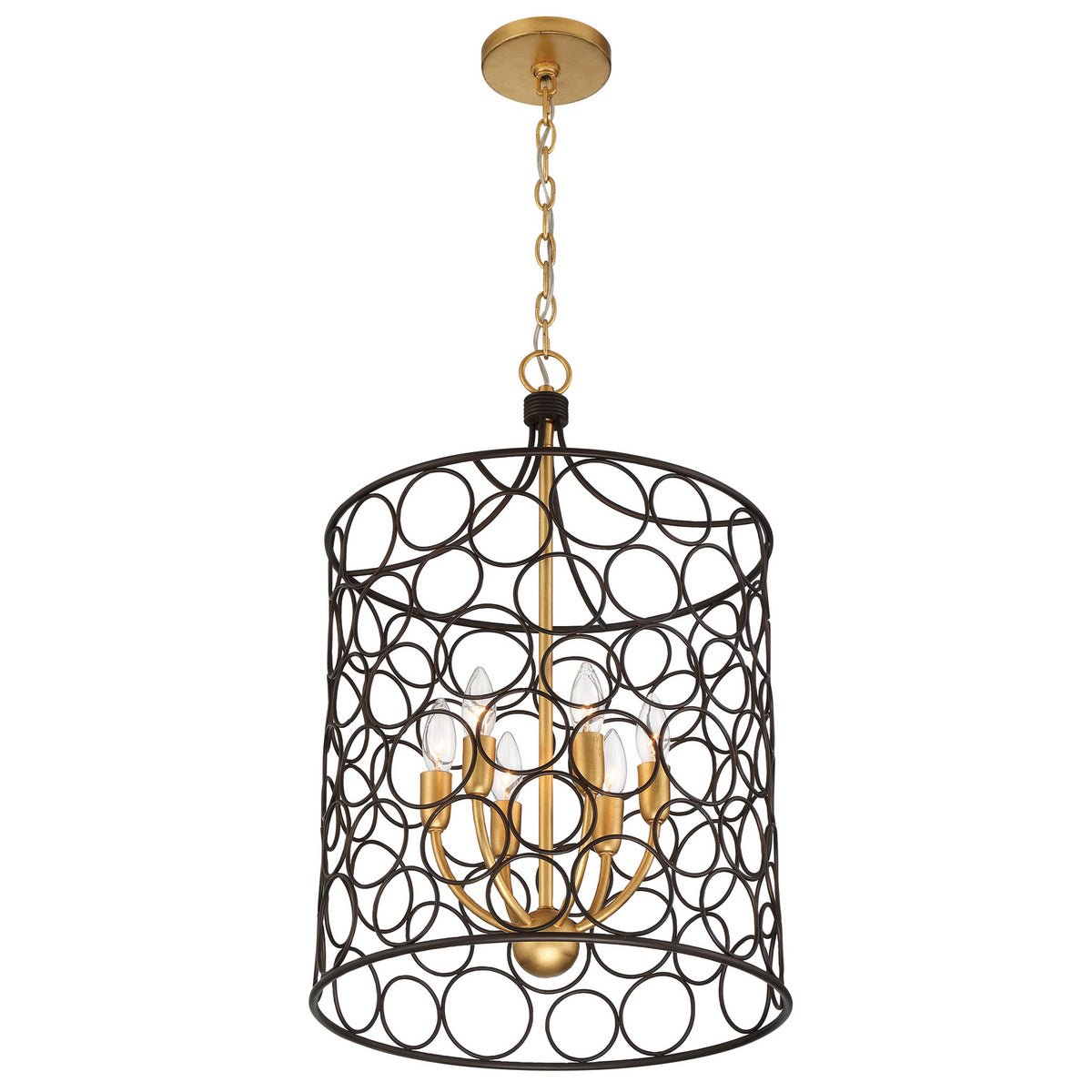 Crystorama - STM-B5106-BZ-GA - Six Light Mini Chandelier - Stemmons - Bronze + Antique Gold