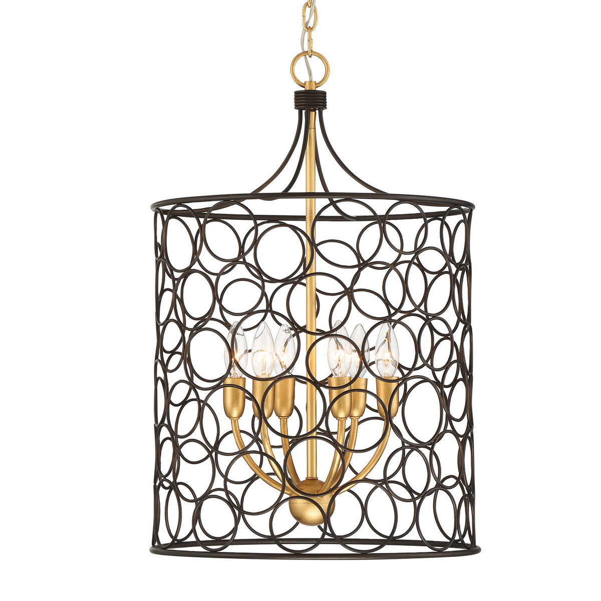 Crystorama - STM-B5106-BZ-GA - Six Light Mini Chandelier - Stemmons - Bronze + Antique Gold