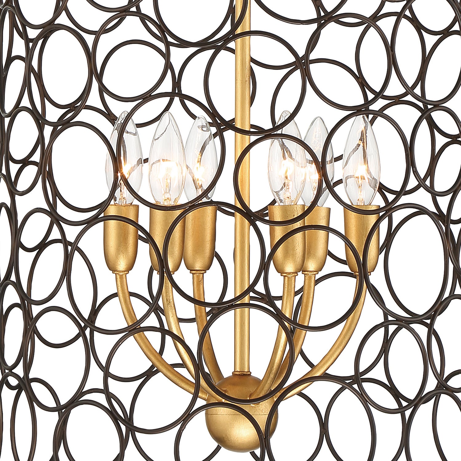 Crystorama - STM-B5106-BZ-GA - Mini lampe à six lumières Suspendu - Stemmons - Bronze + Or antique