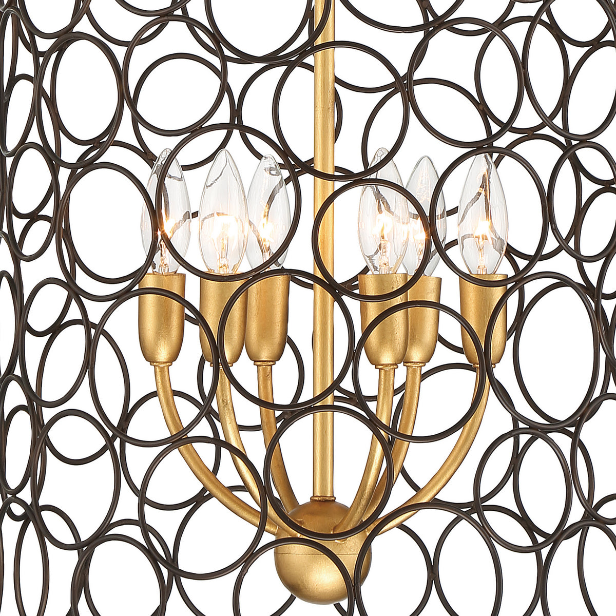 Crystorama - STM-B5106-BZ-GA - Six Light Mini Chandelier - Stemmons - Bronze + Antique Gold