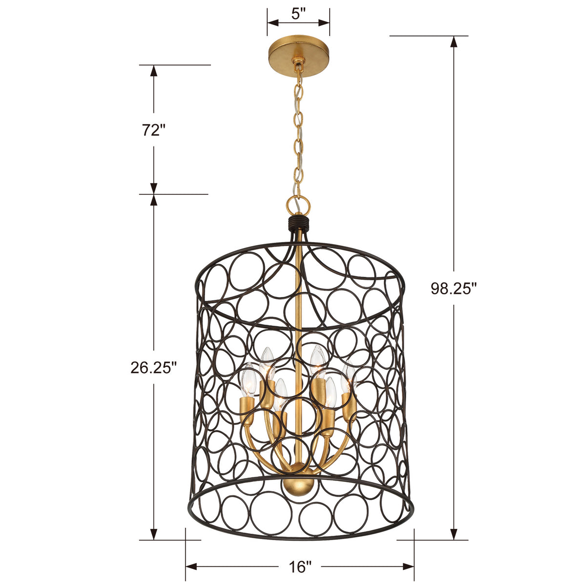 Crystorama - STM-B5106-BZ-GA - Six Light Mini Chandelier - Stemmons - Bronze + Antique Gold