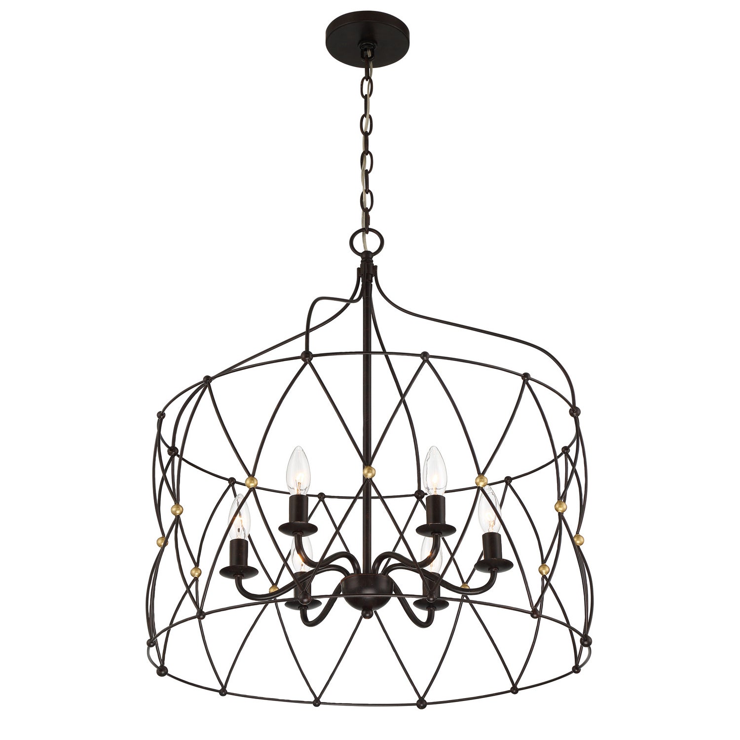 Crystorama - ZUC-A9035-EB-GA - Six lumières Suspendu - Zucca - Bronze Anglais + Or Antique