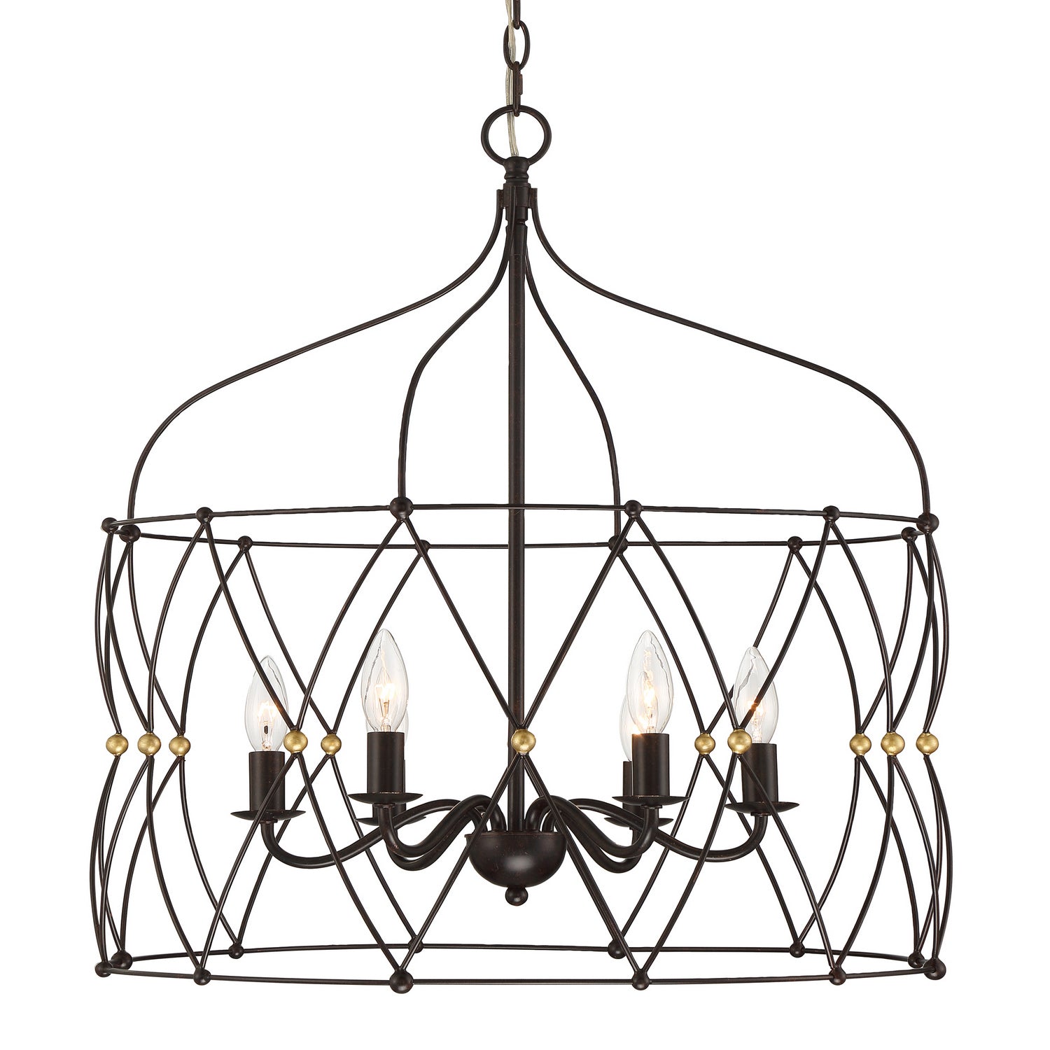 Crystorama - ZUC-A9035-EB-GA - Six lumières Suspendu - Zucca - Bronze Anglais + Or Antique
