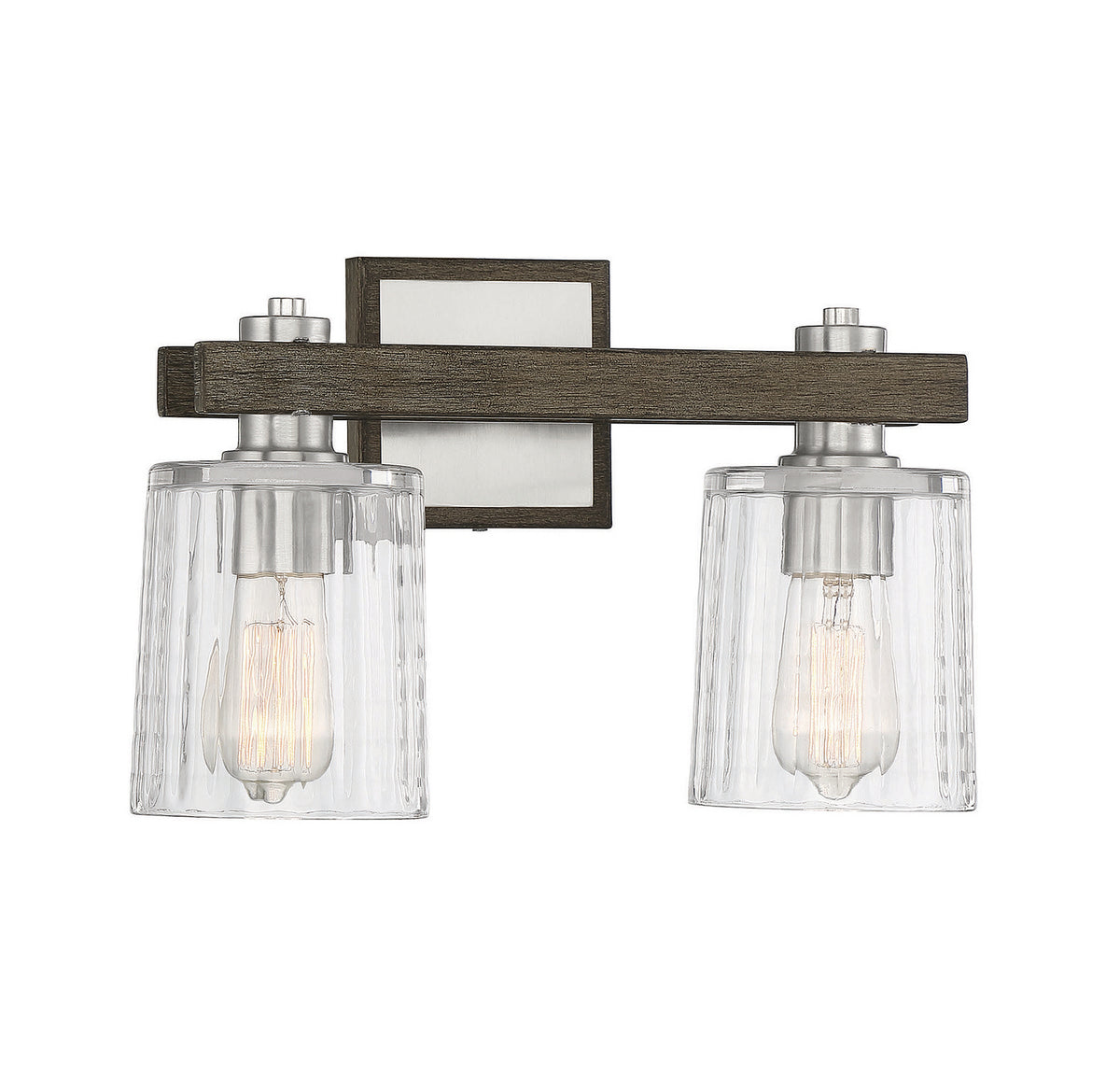 Savoy House - 8-1255-2-165 - Two Light Bath Bar - Halifax - Satin Nickel with Gray Wood