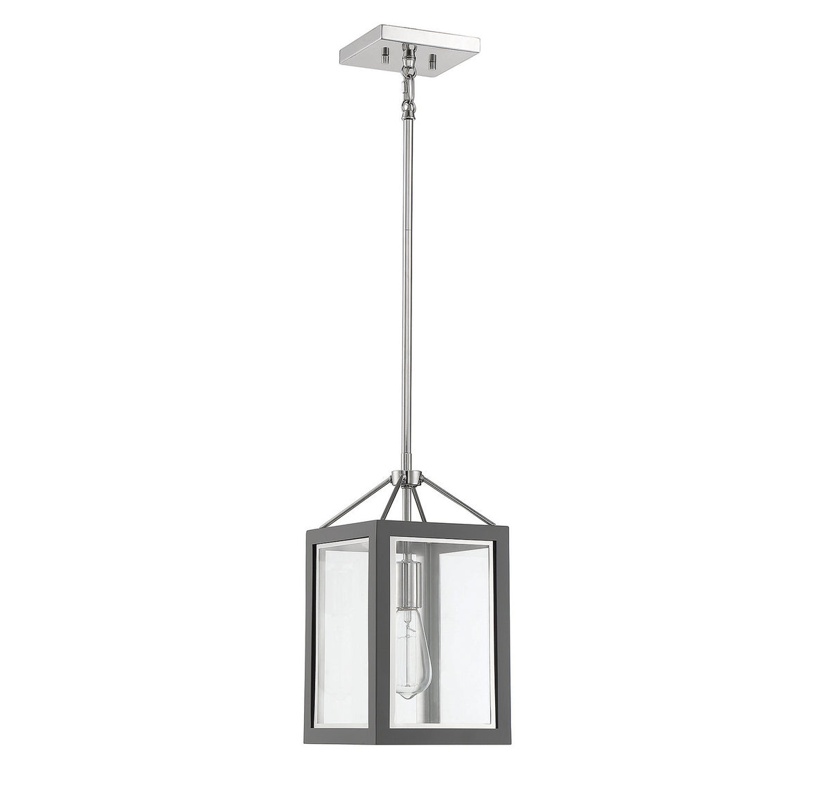 Savoy House - 3-8880-1-175 - One Light Pendant - Carlton - Gray with Polished Nickel Accents