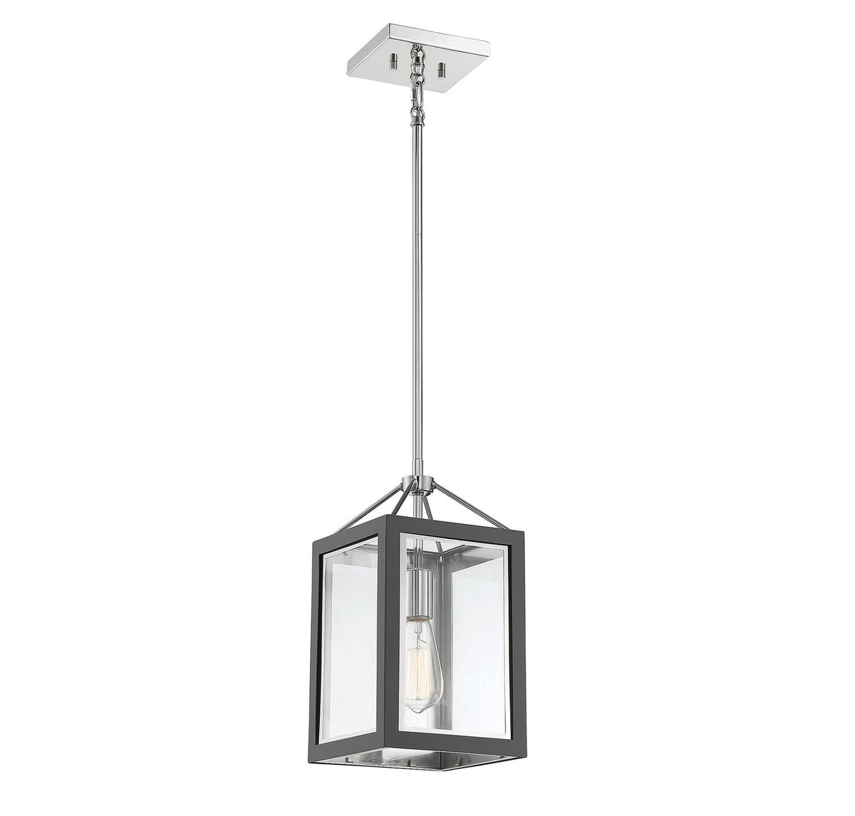 Savoy House - 3-8880-1-175 - One Light Pendant - Carlton - Gray with Polished Nickel Accents