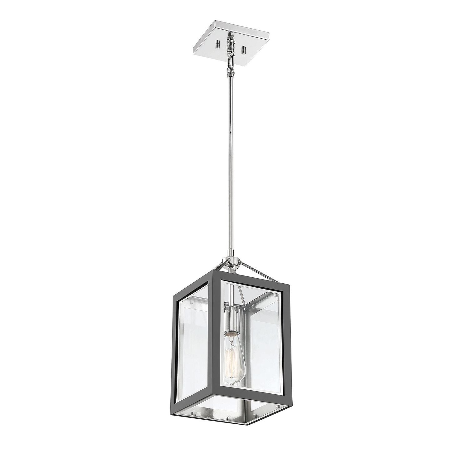 Savoy House - 3-8880-1-175 - One Light Pendant - Carlton - Gray with Polished Nickel Accents