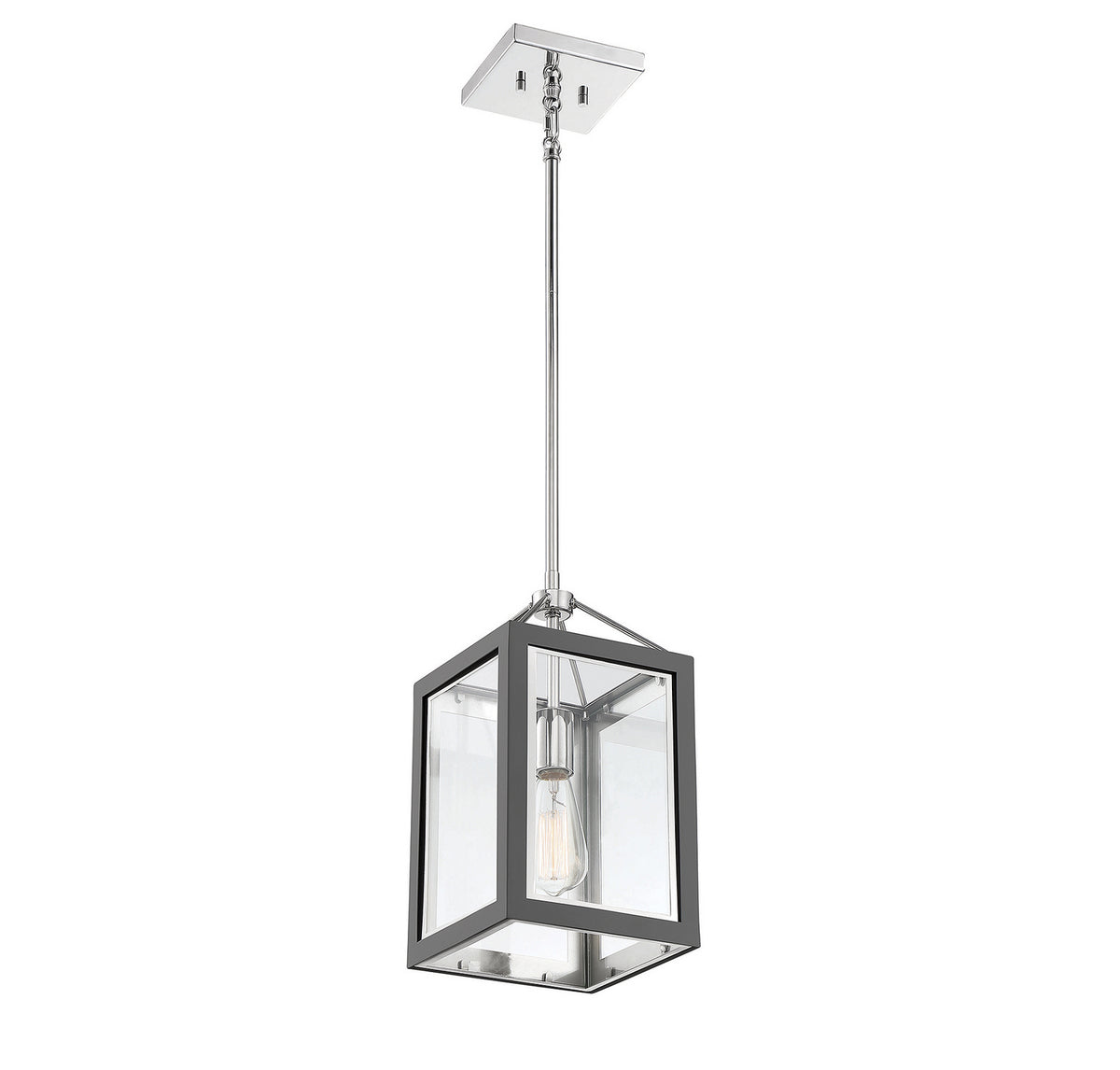 Savoy House - 3-8880-1-175 - One Light Pendant - Carlton - Gray with Polished Nickel Accents