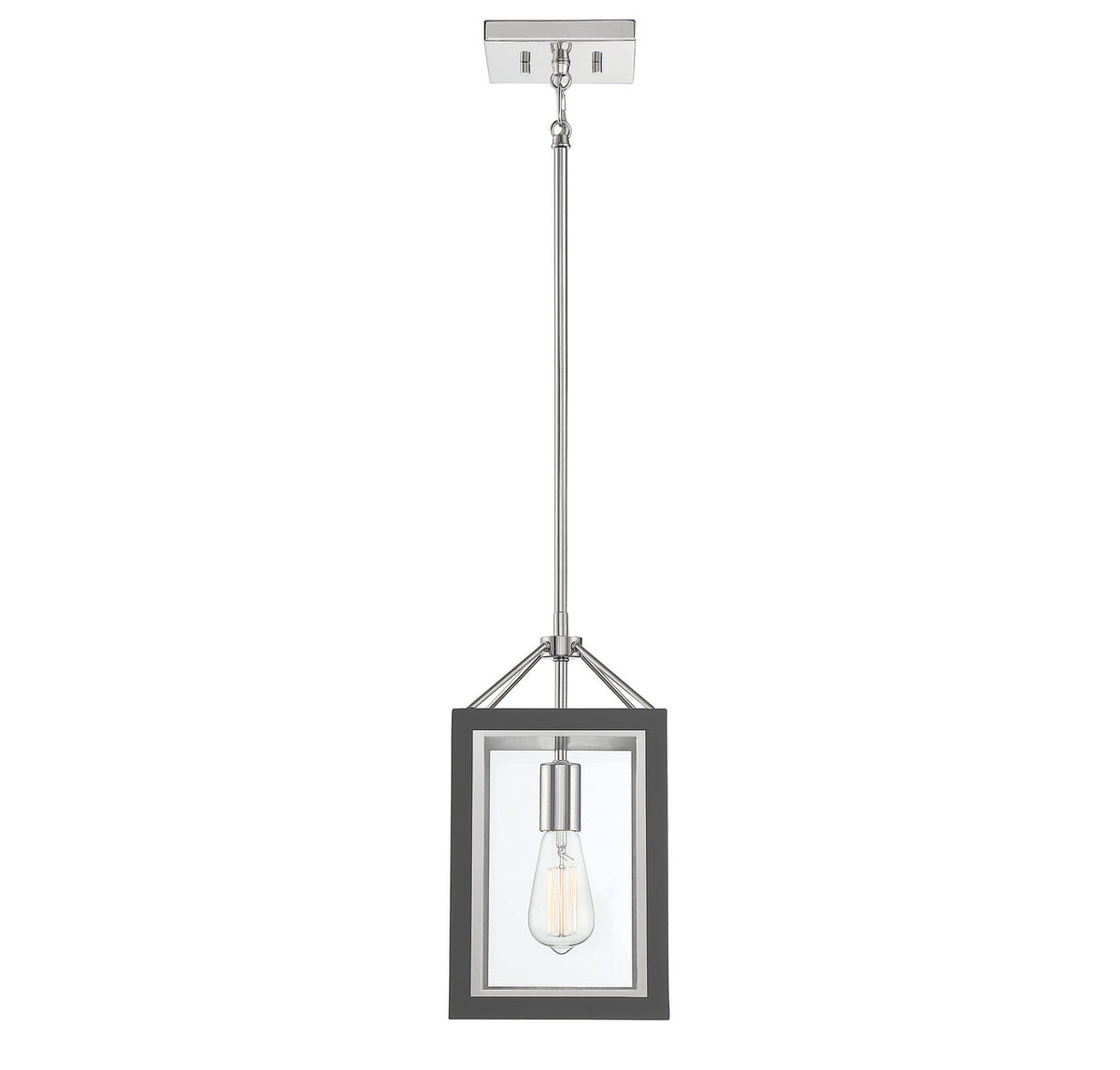 Savoy House - 3-8880-1-175 - One Light Pendant - Carlton - Gray with Polished Nickel Accents