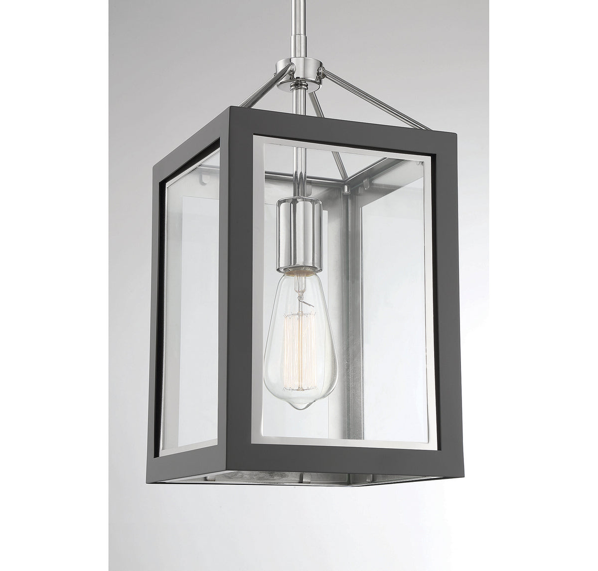 Savoy House - 3-8880-1-175 - One Light Pendant - Carlton - Gray with Polished Nickel Accents