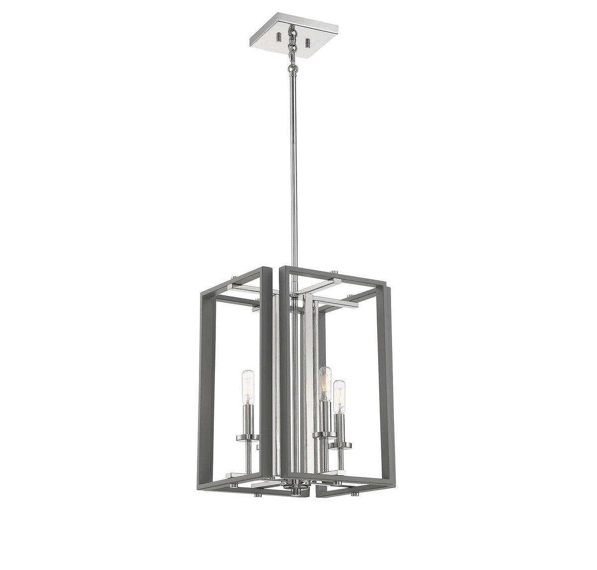Savoy House - 3-8881-4-175 - Four Light Pendant - Champlin - Gray with Polished Nickel Accents