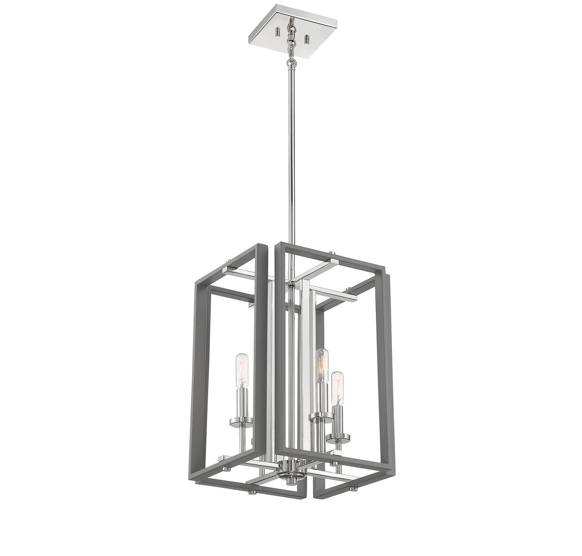 Savoy House - 3-8881-4-175 - Four Light Pendant - Champlin - Gray with Polished Nickel Accents
