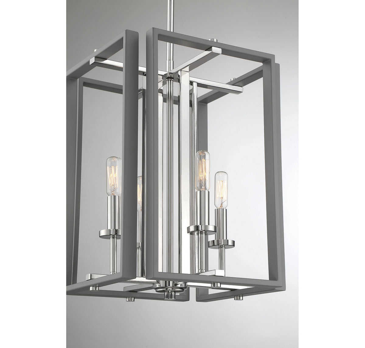 Savoy House - 3-8881-4-175 - Four Light Pendant - Champlin - Gray with Polished Nickel Accents