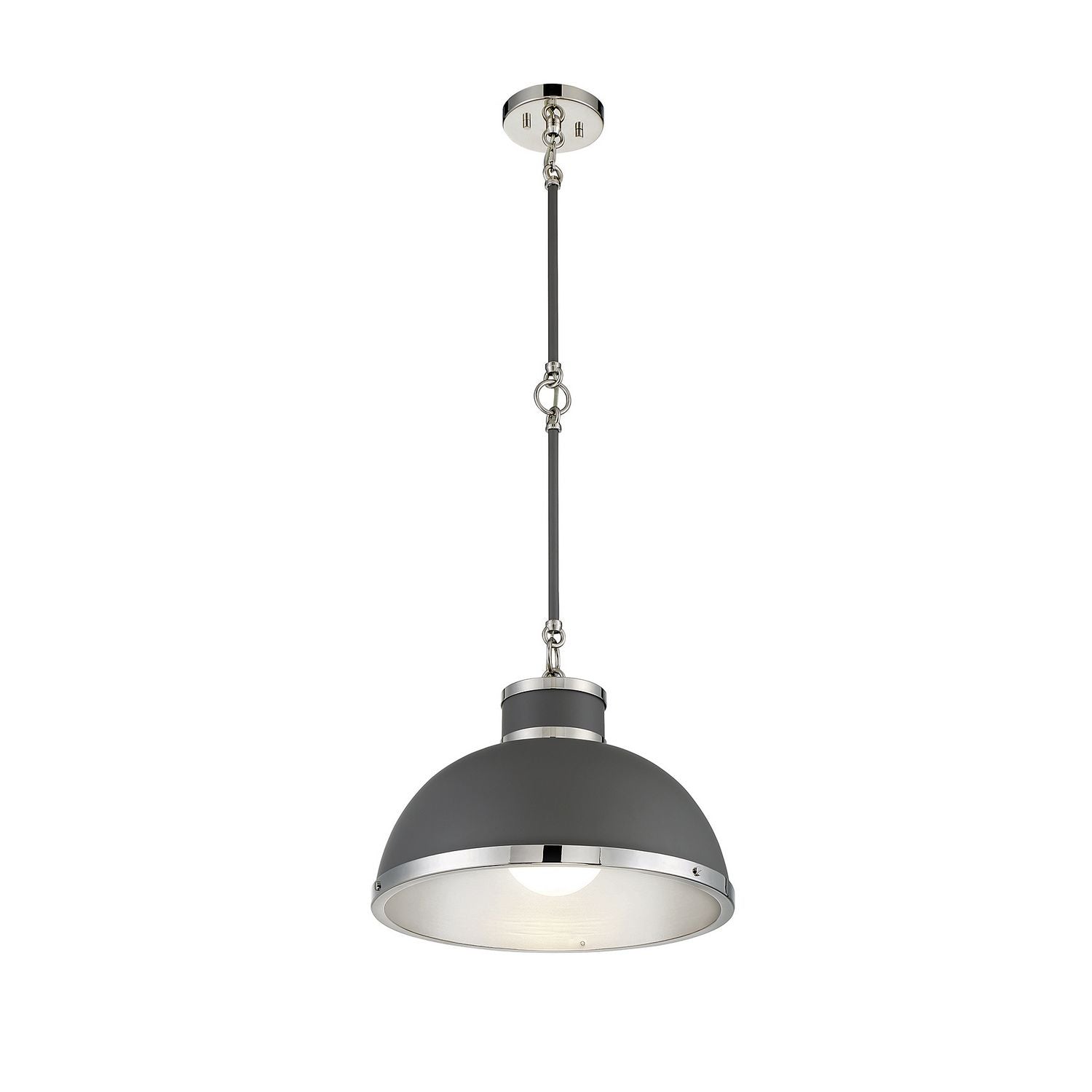 Savoy House - 7-8882-1-175 - One Light Pendant - Corning - Gray with Polished Nickel Accents