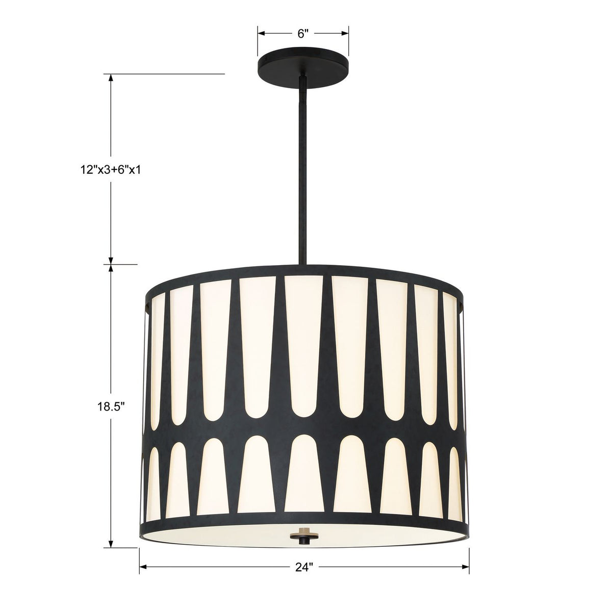 Crystorama - ROY-809-BK - Five Light Pendant - Royston - Black