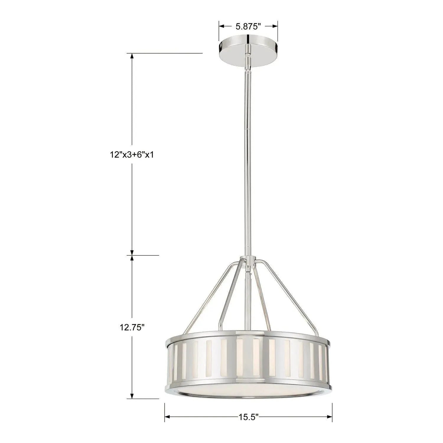 Crystorama - KEN-8303-BF - Three Light Pendant - Kendal - Black Forged