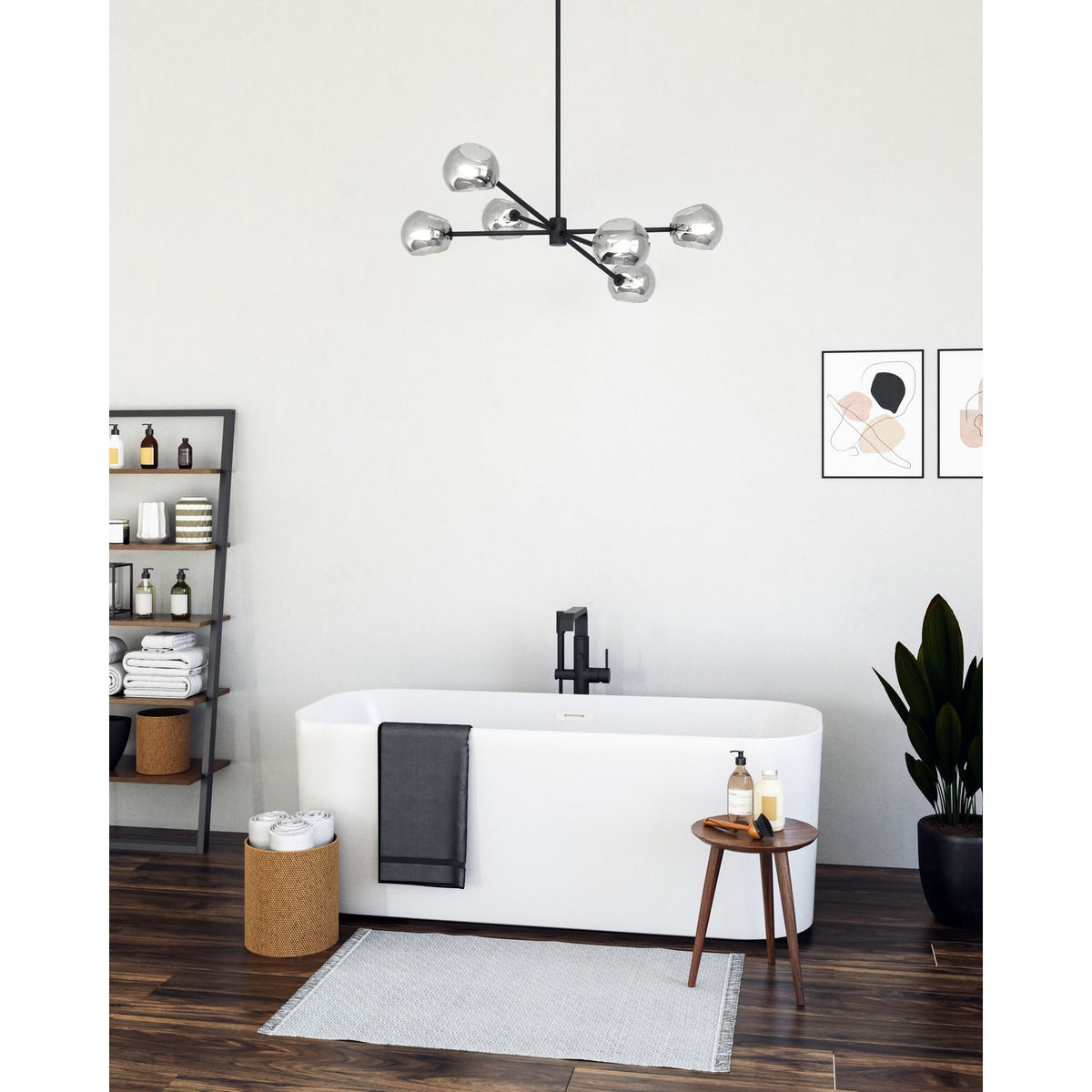 Alora Canada - CH548637MBSM - Six Light Chandelier - Willow - Matte Black/Smoked Solid Glass