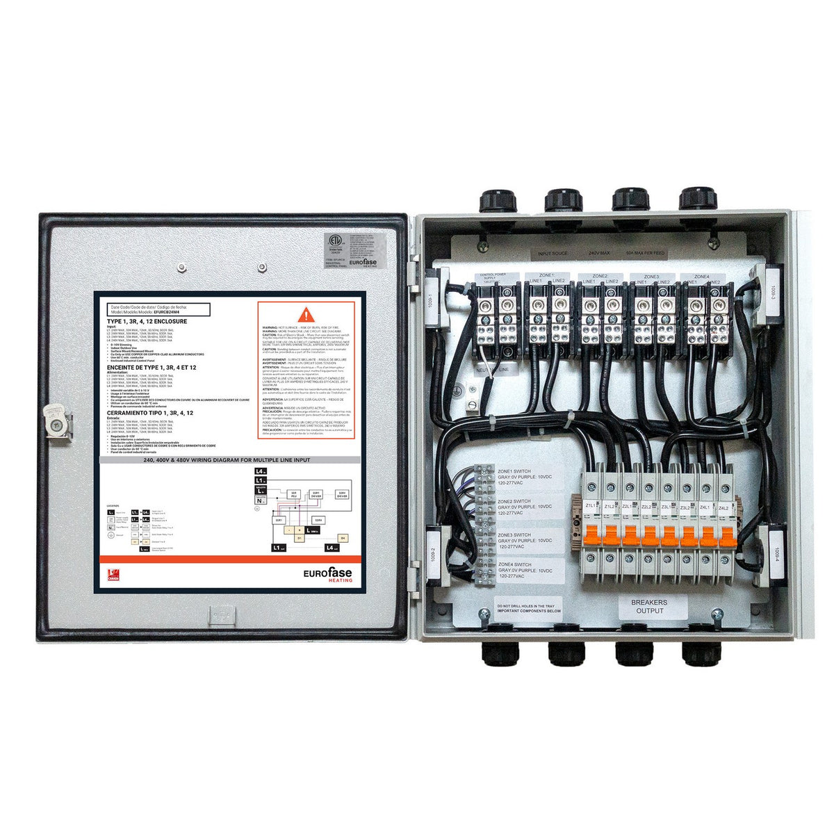 Eurofase Heating - EFURCB24M2 - 120-240V 2 ZONE UNI RELAY MBOX - CONTROLS - Light Gray