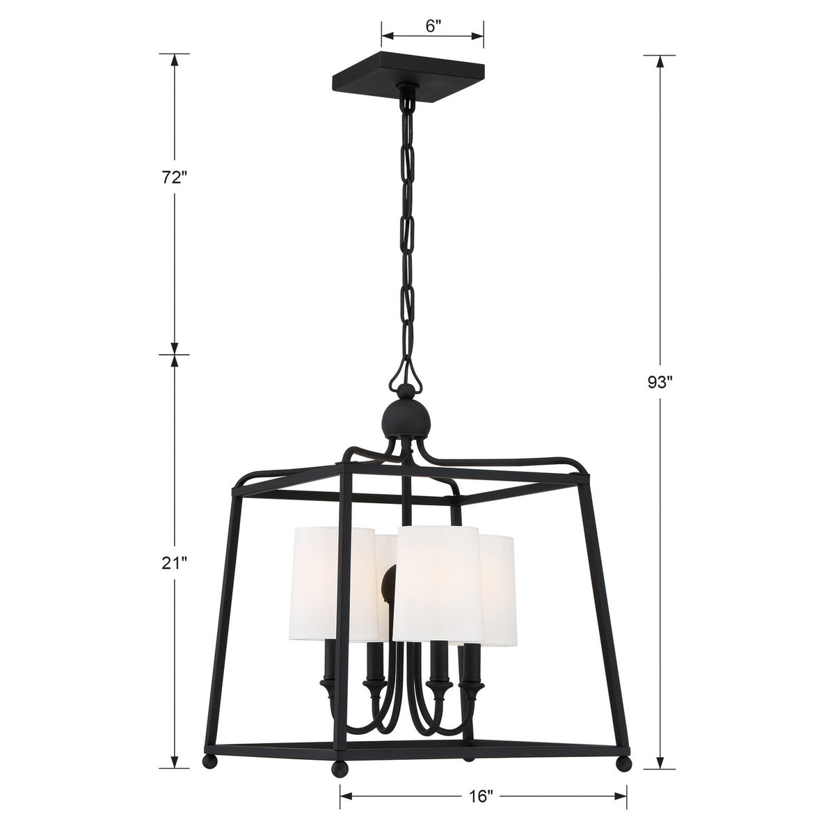 Crystorama - 2245-BF - Quatre lumières Suspendu - Sylvan - Forgé en noir