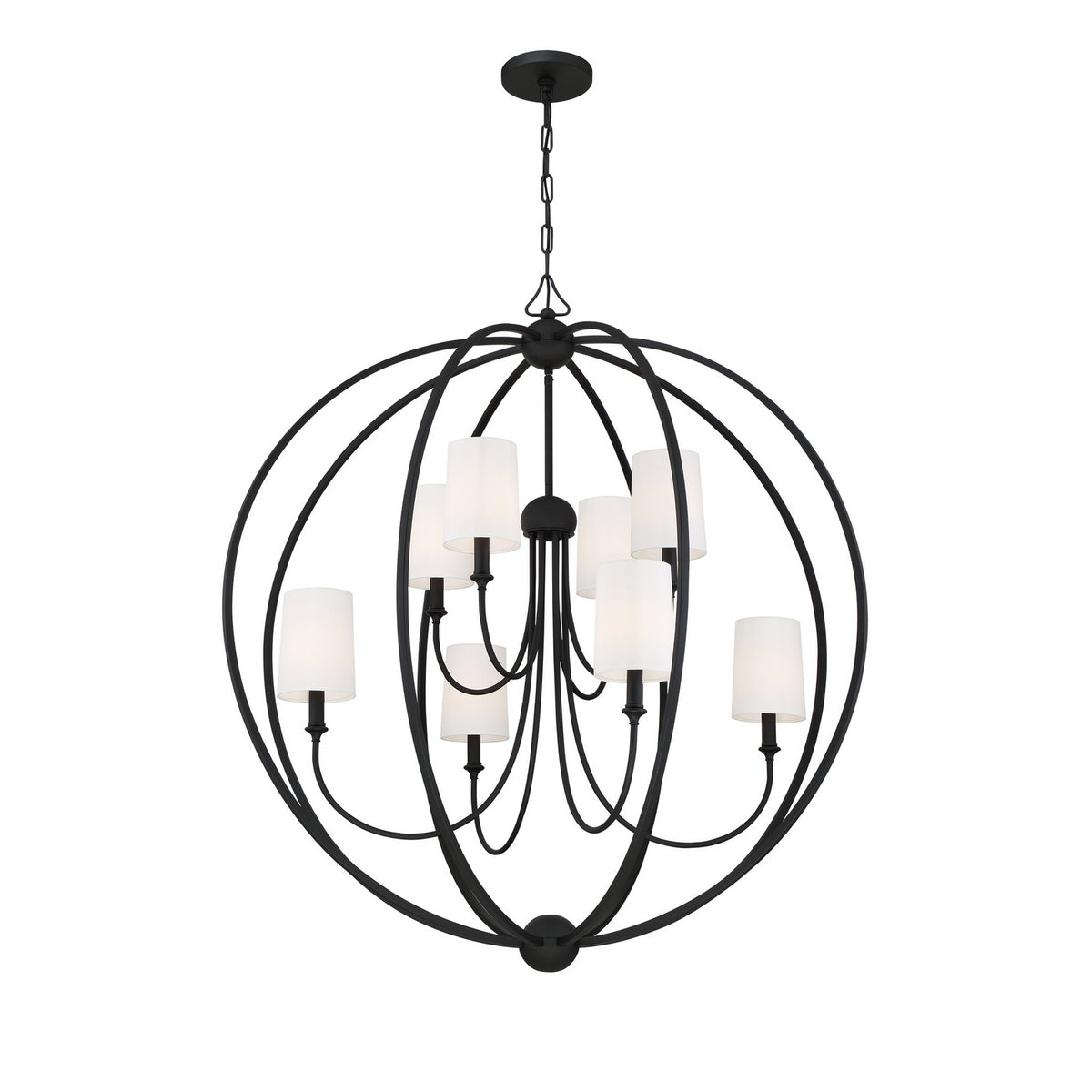 Crystorama - 2246-BF - Huit Lumières Suspendu - Sylvan - Forgé en noir