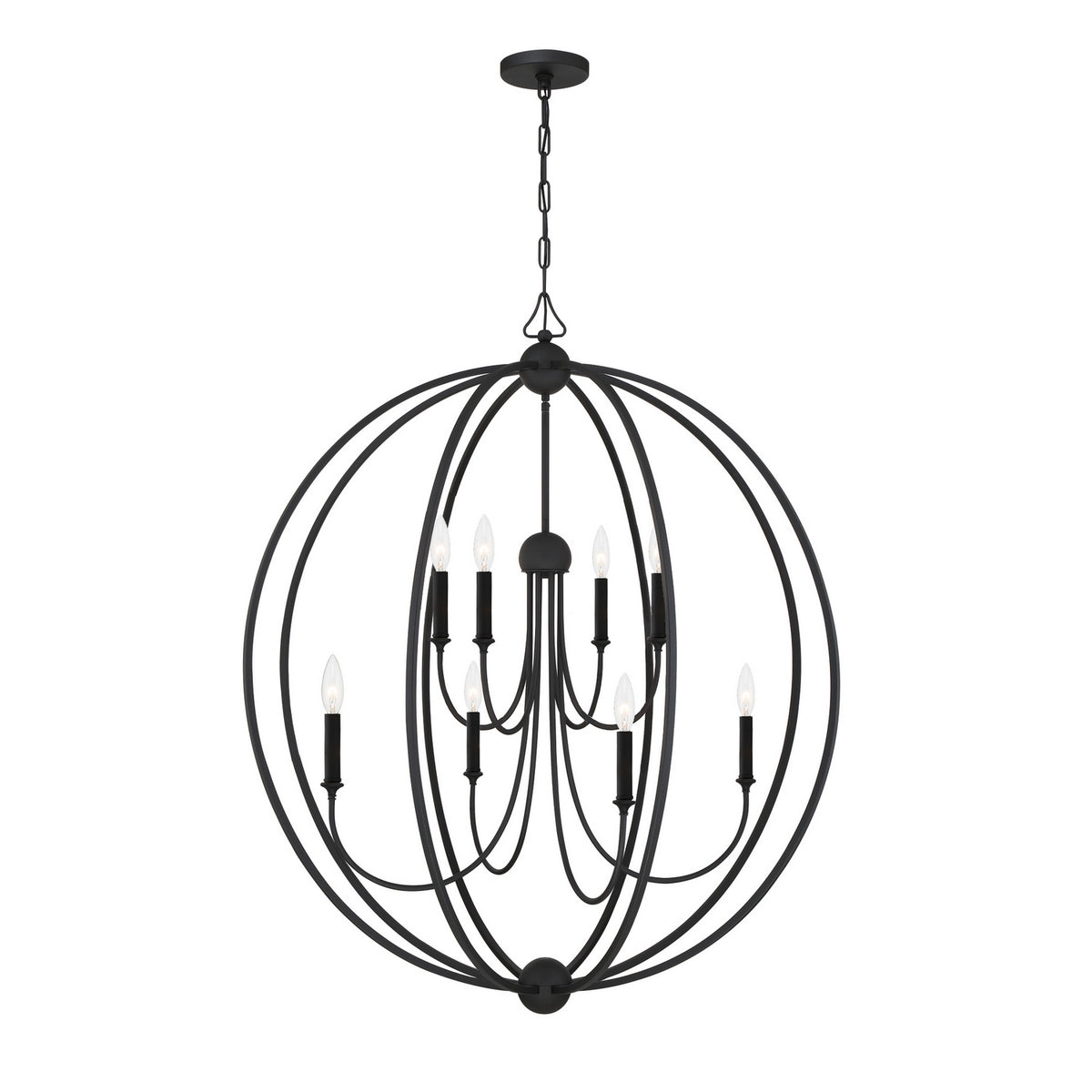 Crystorama - 2246-BF - Huit Lumières Suspendu - Sylvan - Forgé en noir