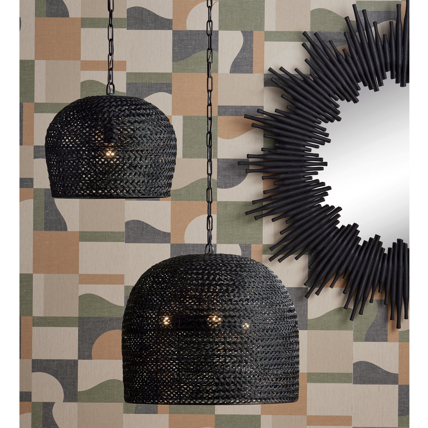 Currey and Company - 9000-0960 - Une lumière Suspension Collection Piero - Noir satiné