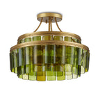 Currey and Company - 9000-0984 - Three Light Semi-Flush Mount - Vintner Collection - Contemporary Gold Leaf/Green