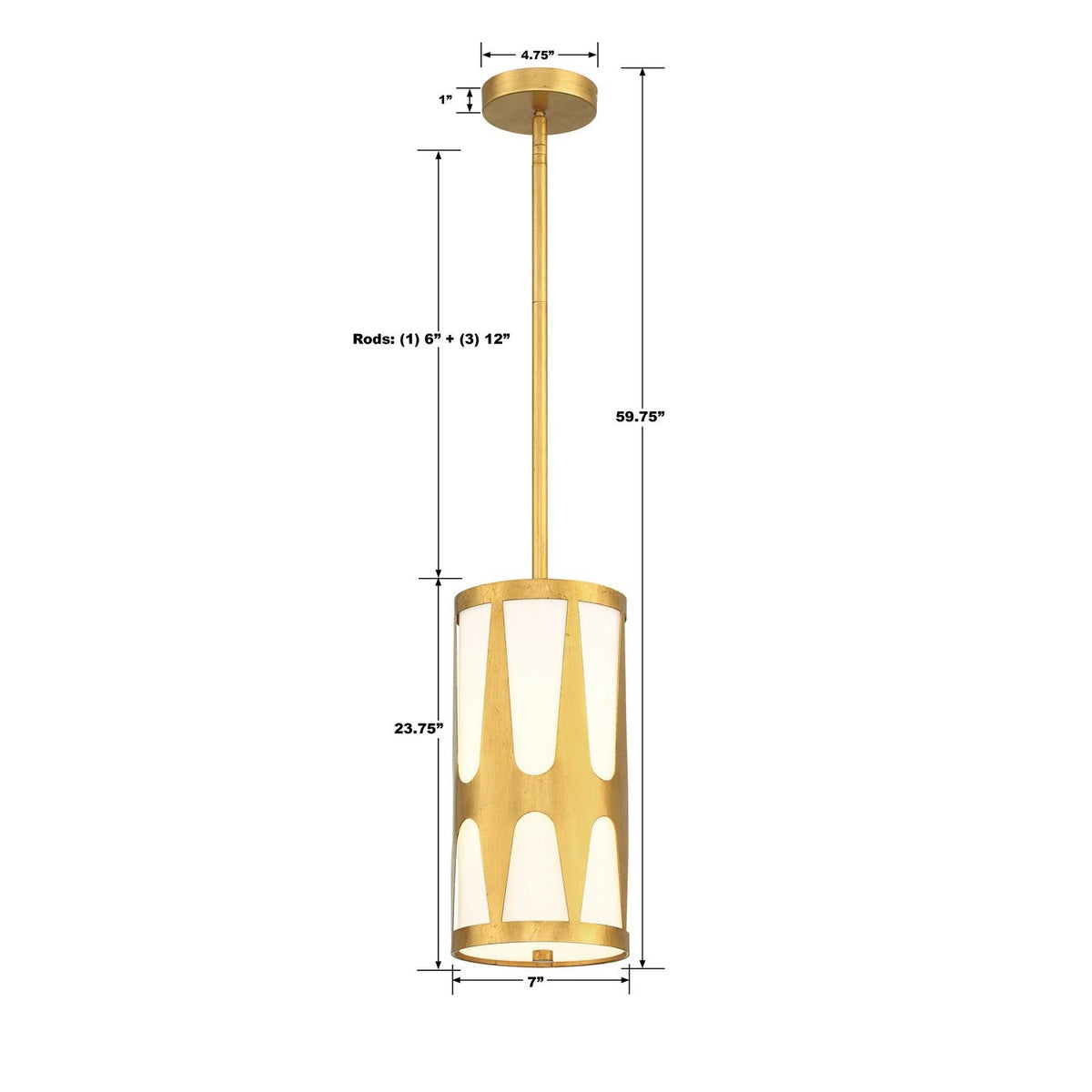 Crystorama - ROY-801-GA - Une lumière Suspension - Royston - Or antique
