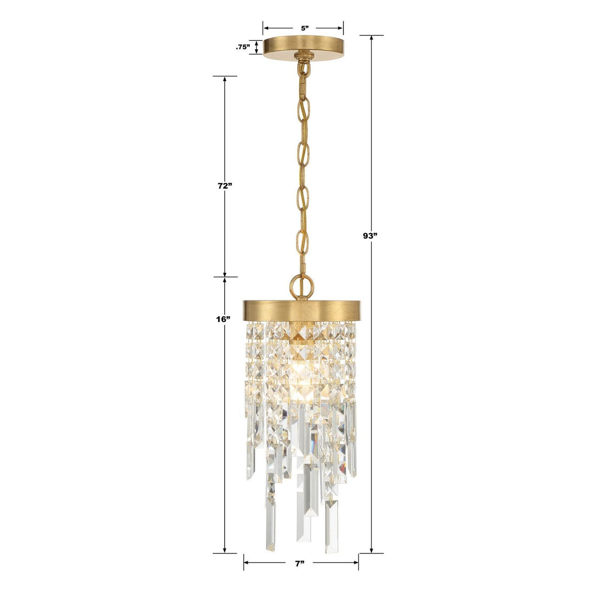 Crystorama - WIN-210-GA-CL-MWP - One Light Pendant - Winfield - Antique Gold