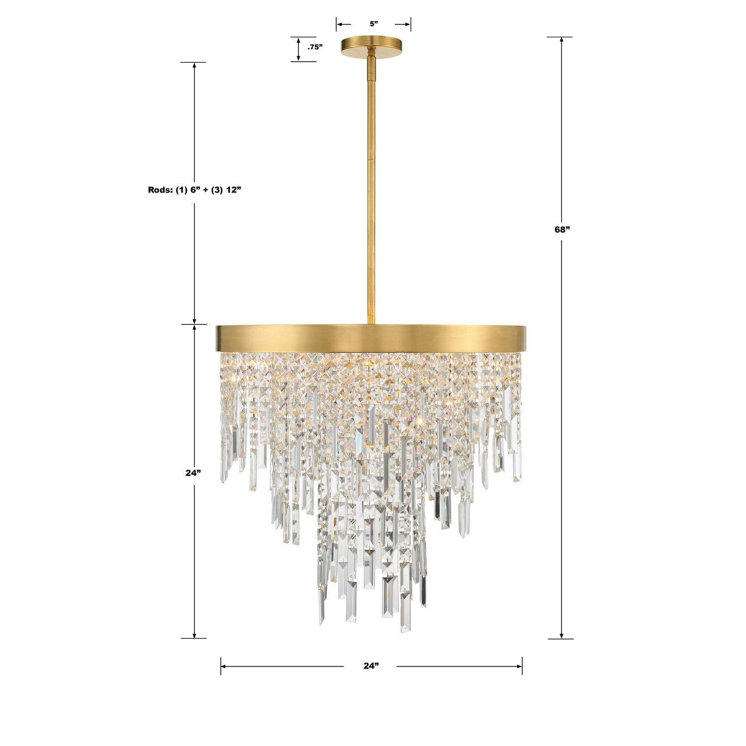Crystorama - WIN-216-GA-CL-MWP - Six Light Chandelier - Winfield - Antique Gold