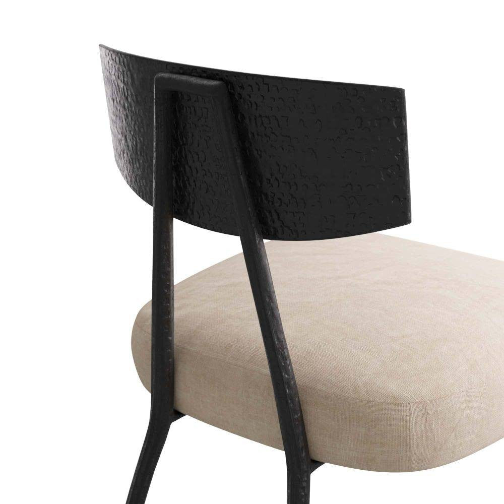 Arteriors - 6029 - Chaise de salle à manger - Reynard - Fer naturel/Lin naturel
