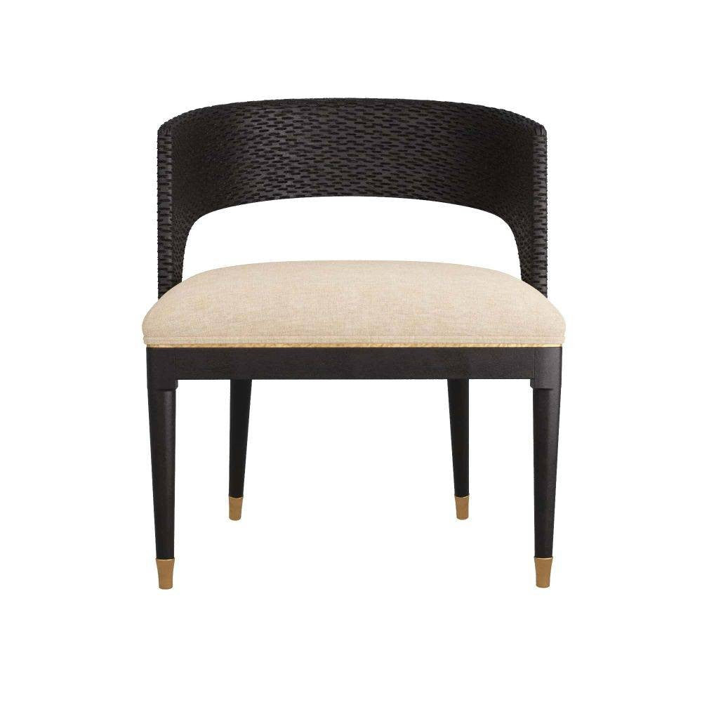 Arteriors - 6243 - Chaise de salle à manger - Swanson - Bois d'ébène/Laiton antique/Lin naturel