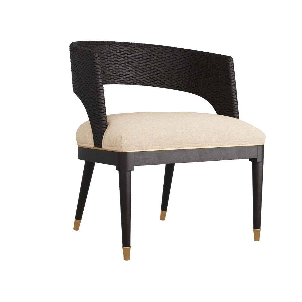 Arteriors - 6243 - Chaise de salle à manger - Swanson - Bois d'ébène/Laiton antique/Lin naturel