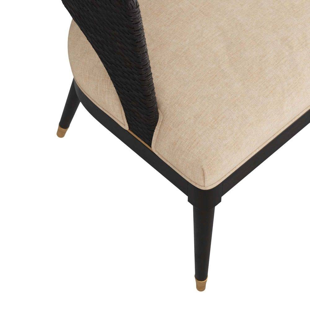 Arteriors - 6243 - Chaise de salle à manger - Swanson - Bois d'ébène/Laiton antique/Lin naturel