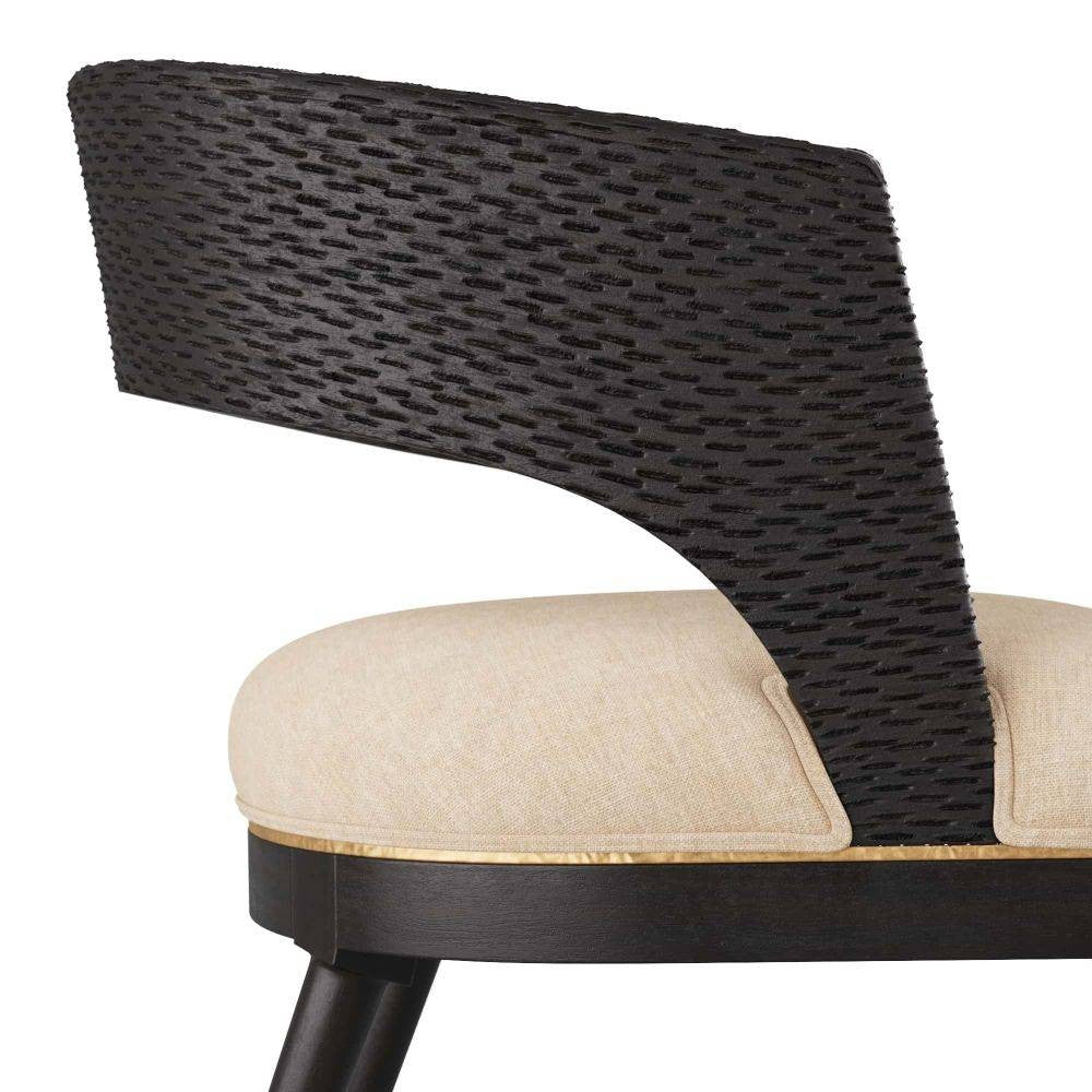 Arteriors - 6243 - Chaise de salle à manger - Swanson - Bois d'ébène/Laiton antique/Lin naturel