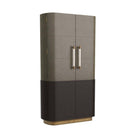 Arteriors - 6266 - Meuble - Sherbourne - Cuir graphite/Chêne ombré/Marbre blanc/Laiton antique