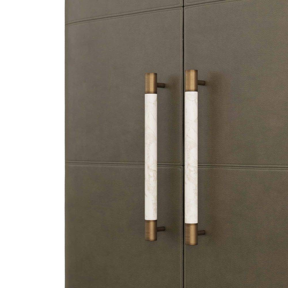 Arteriors - 6266 - Meuble - Sherbourne - Cuir graphite/Chêne ombré/Marbre blanc/Laiton antique
