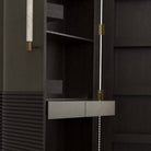 Arteriors - 6266 - Meuble - Sherbourne - Cuir graphite/Chêne ombré/Marbre blanc/Laiton antique