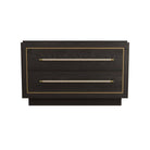 Arteriors - 6939 - Table d'appoint - Puckett - Chêne ébène/Cuir tourterelle/Laiton antique