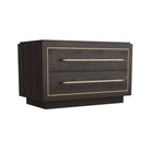 Arteriors - 6939 - Table d'appoint - Puckett - Chêne ébène/Cuir tourterelle/Laiton antique